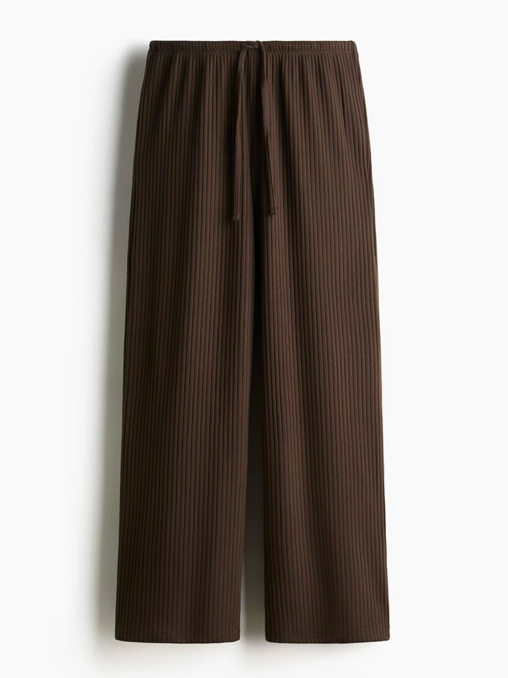 H&M Women’s Wide-Leg Ribbed Lounge Rib-Knit Pants Brown size M Medium NWT